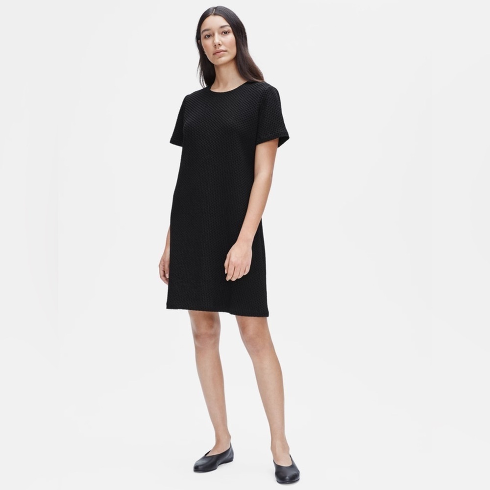 NWT Eileen Fisher Tencel & Organic Cotton Honeycomb Dress, Size M